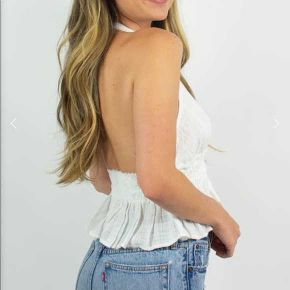 Grey Bandit Halter White Linen Top - Picture 3 of 4
